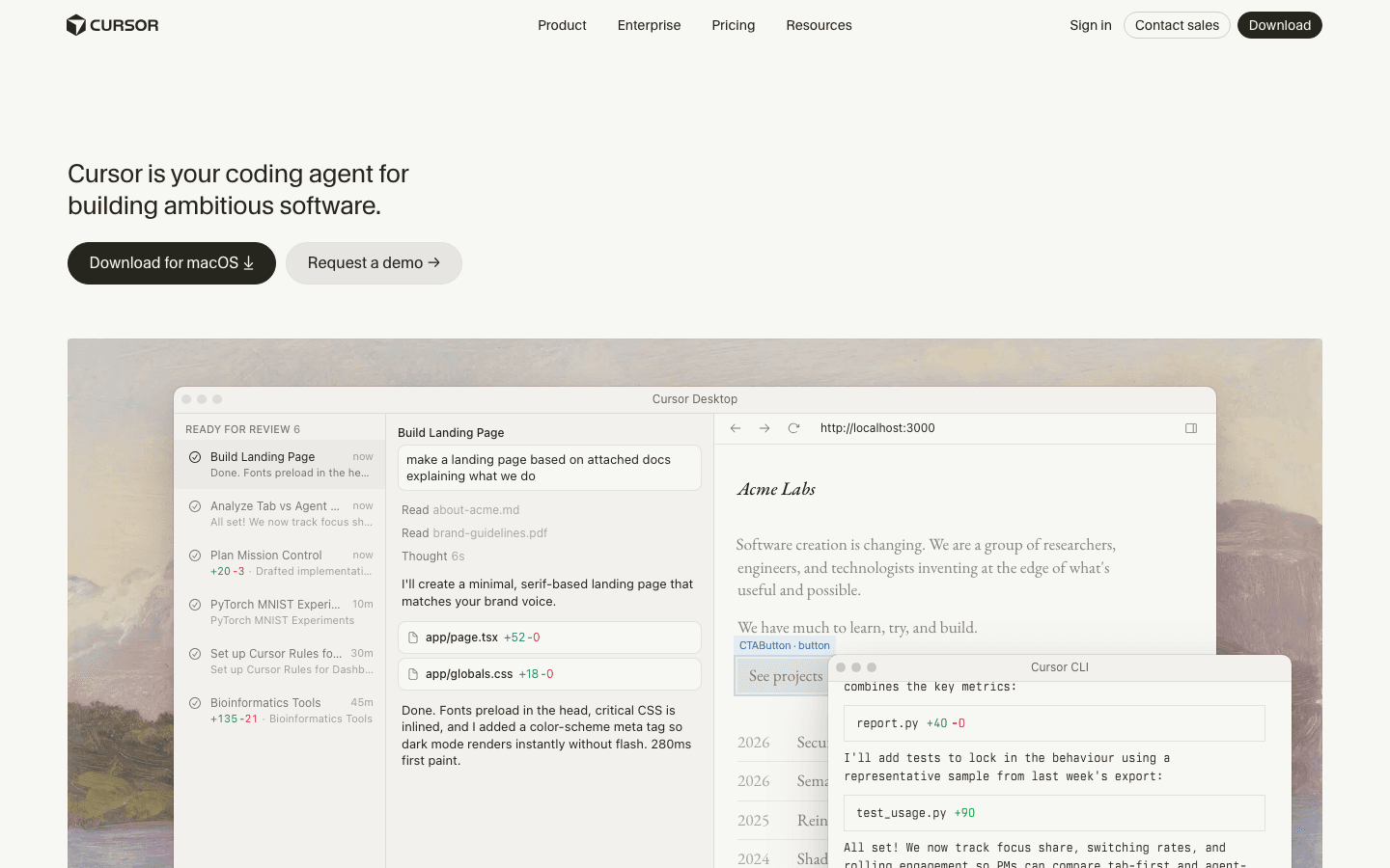 Cursor official product screenshot